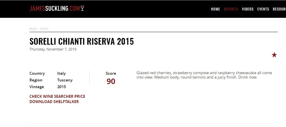 Chianti Riserva 90 punti